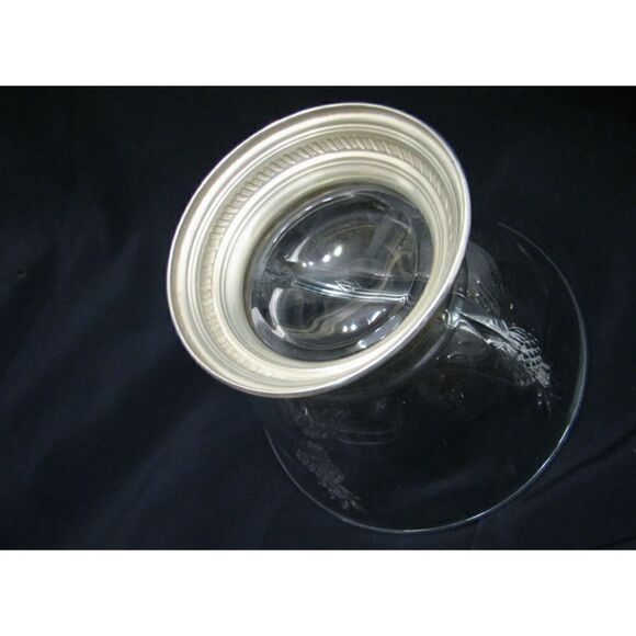 Heisey Glass Plantation Divided Condiment Bowl w/Sterling Silver Foot Pineapple - Picture 4 of 6